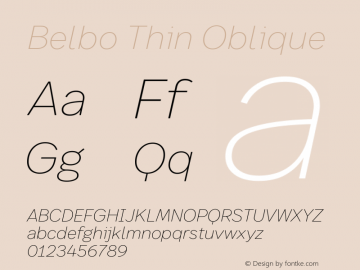 Belbo Thin Oblique Version 1.200 | web-ttf图片样张