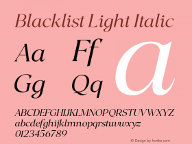 Blacklist-LightItalic Version 1.000图片样张