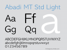 AbadiMTStd-Light Version 3.000 Build 1000图片样张