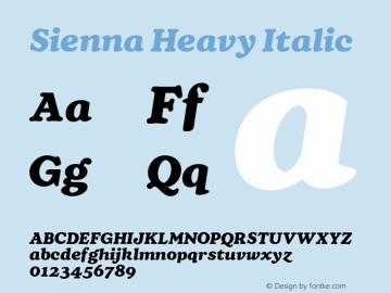 Sienna Heavy Italic Version 1.100;FEAKit 1.0图片样张