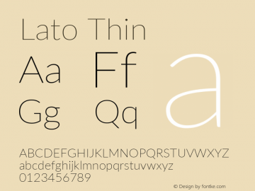Lato Thin Version 2.015; 2015-08-06; http://www.latofonts.com/图片样张