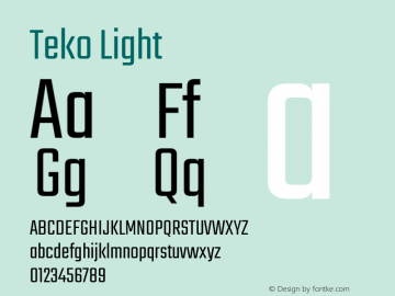Teko Light Version 2.000;PS 1.0;hotconv 1.0.79;makeotf.lib2.5.61930图片样张