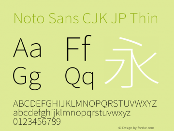 Noto Sans CJK JP Thin 图片样张