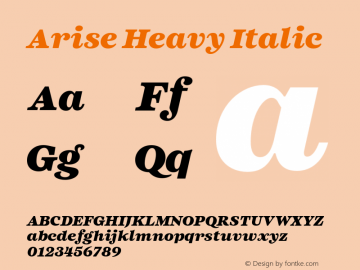 Arise Heavy Italic Version 1.100;FEAKit 1.0图片样张