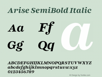 Arise SemiBold Italic Version 1.100;FEAKit 1.0图片样张