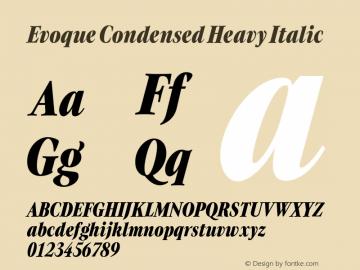 Evoque Condensed Heavy Italic Version 1.200;FEAKit 1.0图片样张