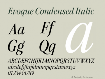 Evoque Condensed Italic Version 1.200;FEAKit 1.0图片样张
