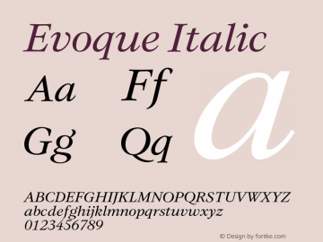 Evoque Italic Version 1.200;FEAKit 1.0图片样张