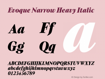 Evoque Narrow Heavy Italic Version 1.200;FEAKit 1.0图片样张