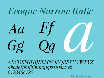 Evoque Narrow Italic Version 1.200;FEAKit 1.0图片样张