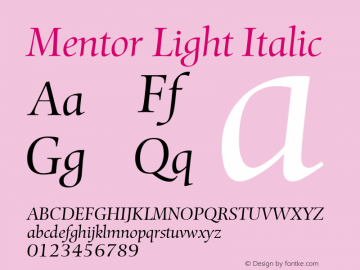 Mentor Light Italic Version 1.00图片样张