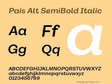 Pais Alt SemiBold It Version 1.001;FEAKit 1.0图片样张