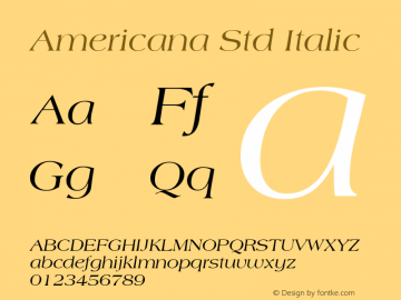 Americana Std Italic Version 1.000 Build 1000图片样张