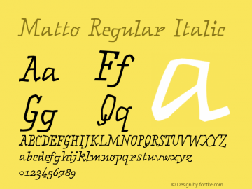 Matto Regular Italic 001.000 Font Sample