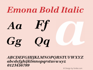 Emona Bold Italic Version 1.00图片样张