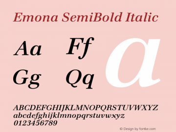 Emona SemiBold Italic Version 1.00图片样张