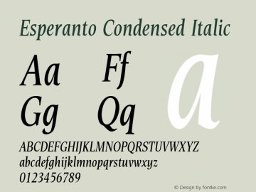 Esperanto Condensed Italic Version 1.00图片样张