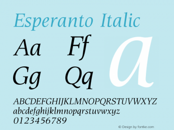 Esperanto Italic Version 1.00图片样张