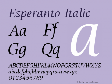 Esperanto Italic Version 1.00图片样张