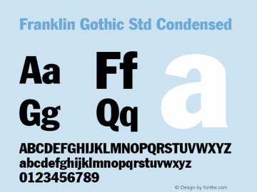 Franklin Gothic Std Condensed Version 2.00 Build 1000图片样张