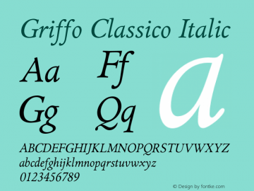 Griffo Classico Italic Version 1.00图片样张