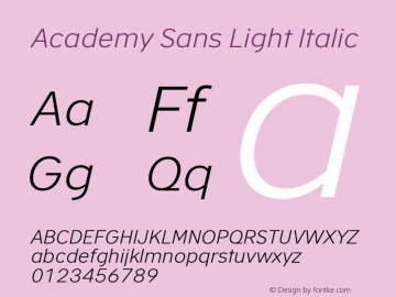 Academy Sans Light Italic Version 2.001图片样张