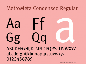 MetroMeta Condensed Regular 001.000 Font Sample