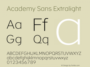 Academy Sans Extralight Version 2.001;PS 2.1;hotconv 1.0.88;makeotf.lib2.5.647800图片样张