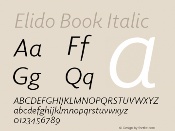 Elido Book Italic Version 2.000图片样张