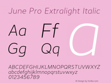 June Pro Extralight Italic Version 1.012图片样张