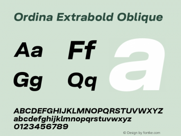 Ordina Extrabold Oblique Version 1.005;FEAKit 1.0图片样张