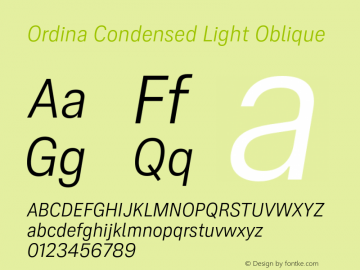 Ordina Condensed Light Oblique Version 1.007;FEAKit 1.0图片样张