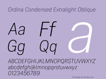 Ordina Condensed Extralight Oblique Version 1.007;FEAKit 1.0图片样张