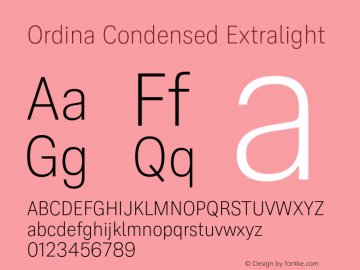 Ordina Condensed Extralight Version 1.007;FEAKit 1.0图片样张