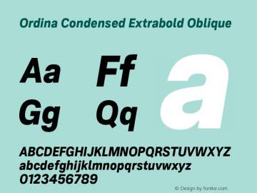 Ordina Condensed Extrabold Oblique Version 1.007;FEAKit 1.0图片样张