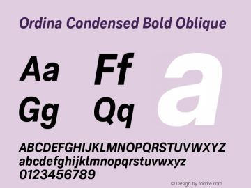Ordina Condensed Bold Oblique Version 1.007;FEAKit 1.0图片样张