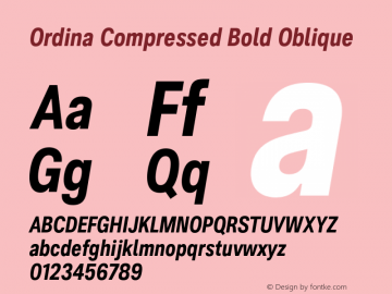 Ordina Compressed Bold Oblique Version 1.007;FEAKit 1.0图片样张