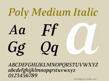 Poly Medium Italic Version 1.007图片样张