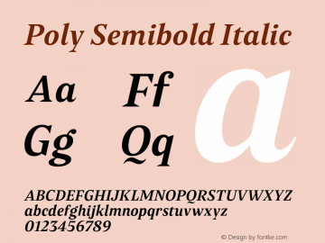 Poly Semibold Italic Version 1.007图片样张