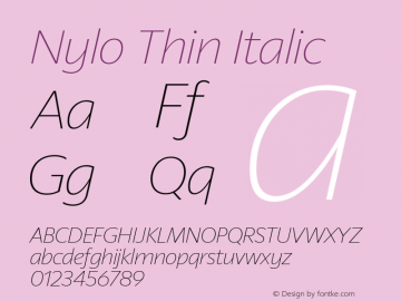 Nylo Thin Italic Version 1.000图片样张
