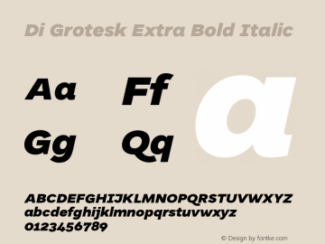 Di Grotesk Extra Bold Italic Version 1.001;PS 001.001;hotconv 1.0.88;makeotf.lib2.5.64775图片样张