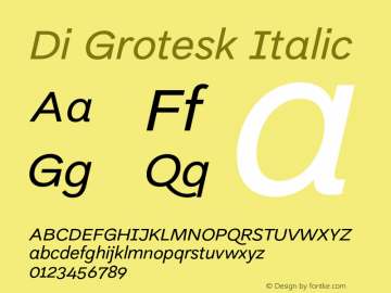 Di Grotesk Italic Version 1.001;PS 001.001;hotconv 1.0.88;makeotf.lib2.5.64775图片样张