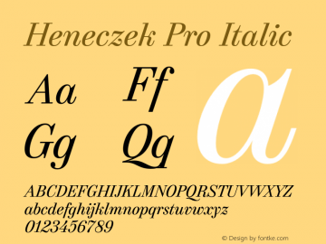 Heneczek Pro Italic Version 1.009;PS 001.009;hotconv 1.0.88;makeotf.lib2.5.64775图片样张