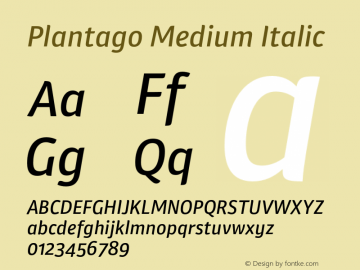 Plantago Medium Italic Version 1.007图片样张