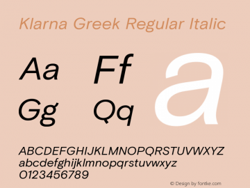 Klarna Greek Regular Italic Version 3.002 | web-ttf图片样张