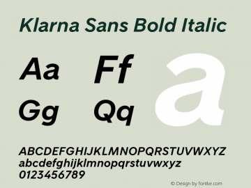 Klarna Sans Bold Italic Version 1.000图片样张