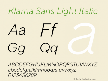 Klarna Sans Light Italic Version 1.000图片样张