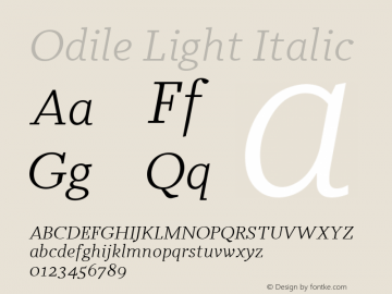 Odile Light Italic Version 2.000图片样张