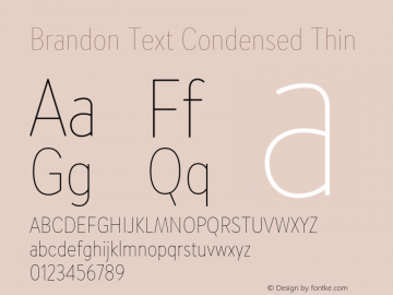 Brandon Text Condensed Thin Version 1.002图片样张