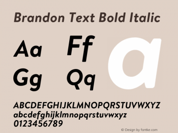 Brandon Text Bold Italic Version 2.000图片样张
